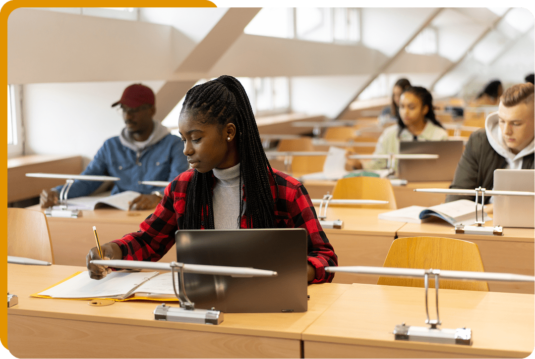 Focused students in a classroom setting